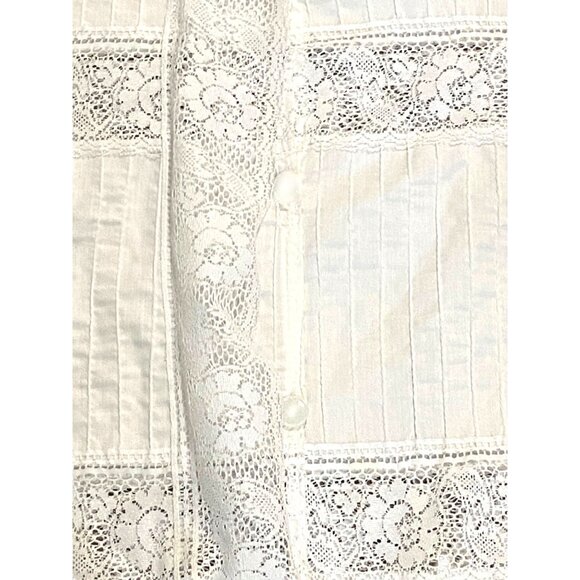 Vintage 80’s Lace Swimsuit Cover/Cardigan White Size L Bohemian Beach Coastal - Picture 6 of 9